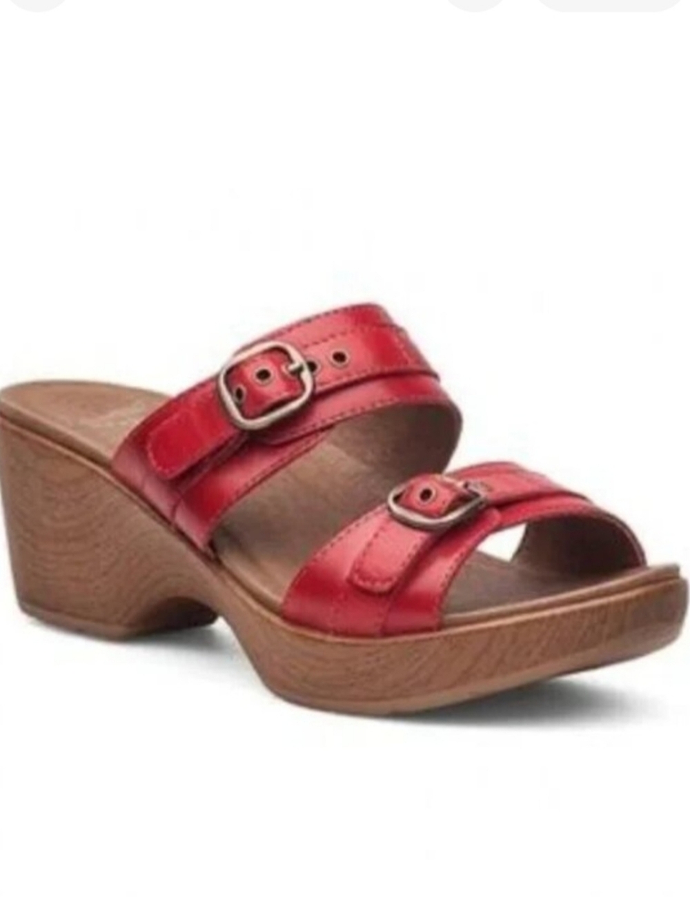 Dansko Jessie Red Leather Double Strap Slide Sandals Scandigirl Size 9.5